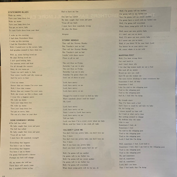 The Allman Brothers Band At Fillmore East