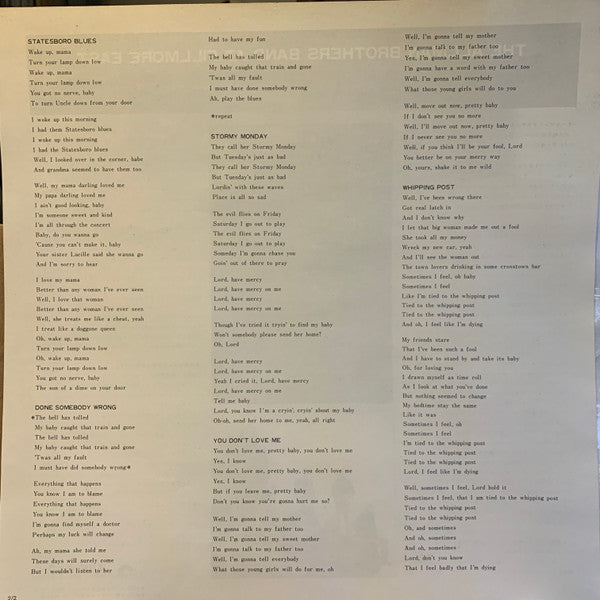 The Allman Brothers Band At Fillmore East