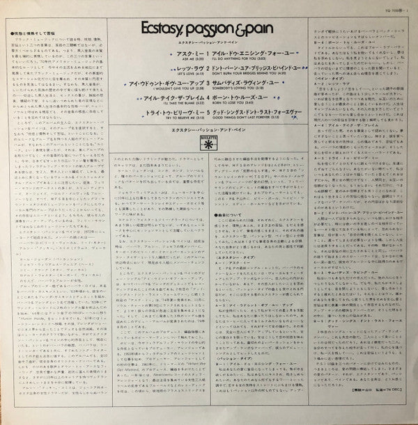 Ecstasy, Passion & Pain