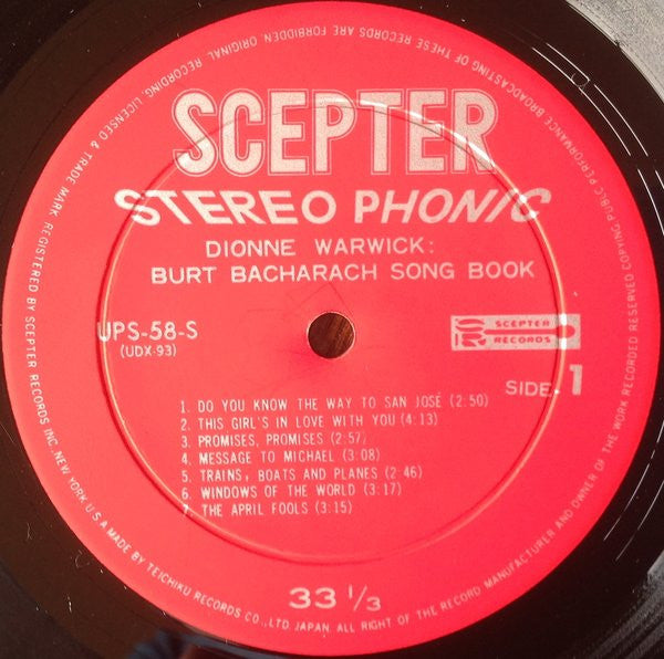 Burt Bacharach Song Book = バート・バカラックを歌う