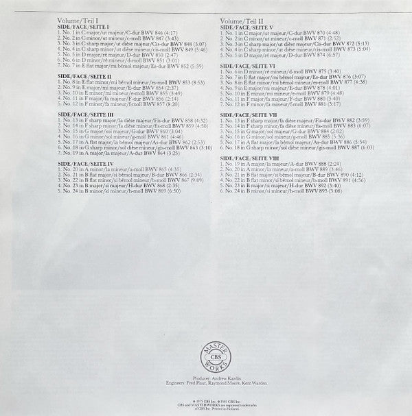 Das Wohltemperierte Klavier BWV 846-893 = The Well-Tempered Clavier = Le Clavier Bien Tempéré