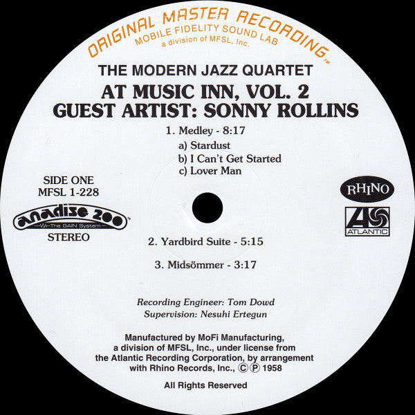 The Modern Jazz Quartet At Music Inn (Volume 2)