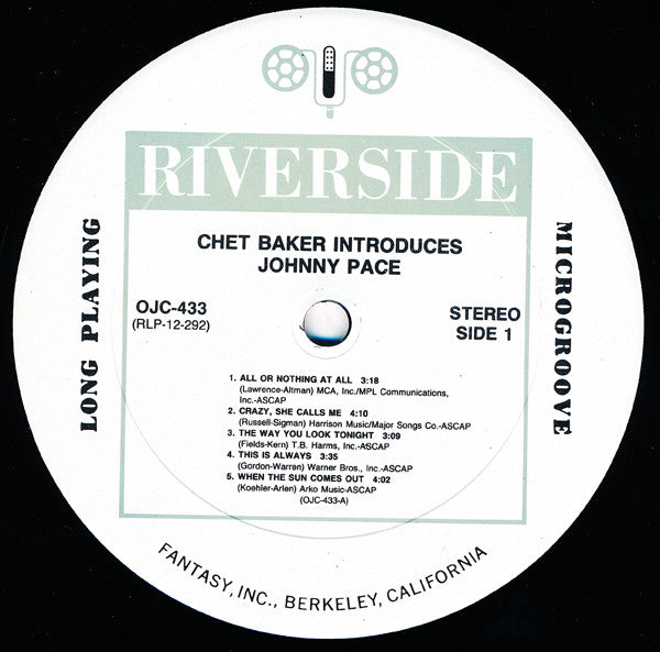 Chet Baker Introduces Johnny Pace Accompanied By The Chet Baker Quintet