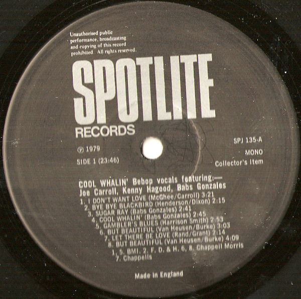 Cool Whalin' - Be Bop Vocals, Rare And Unissued Material