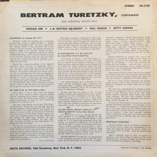 Plays Music By Donald Erb, J. M. Mestres-Quadreny, Will Ogdon, Netty Simons