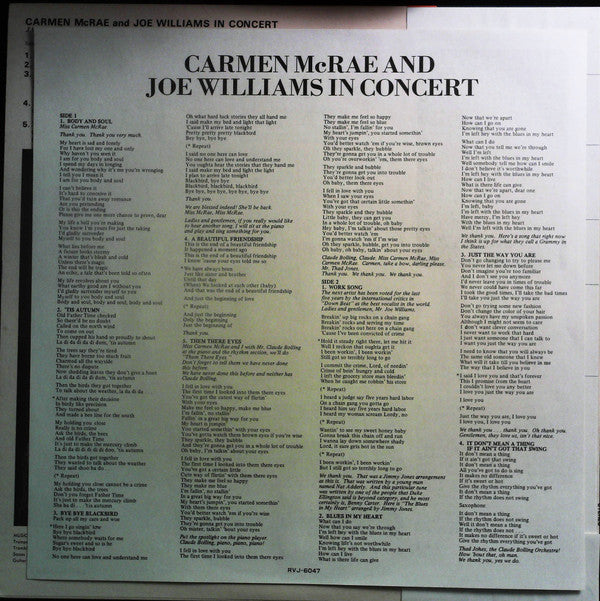 Carmen McRae And Joe Williams In Concert