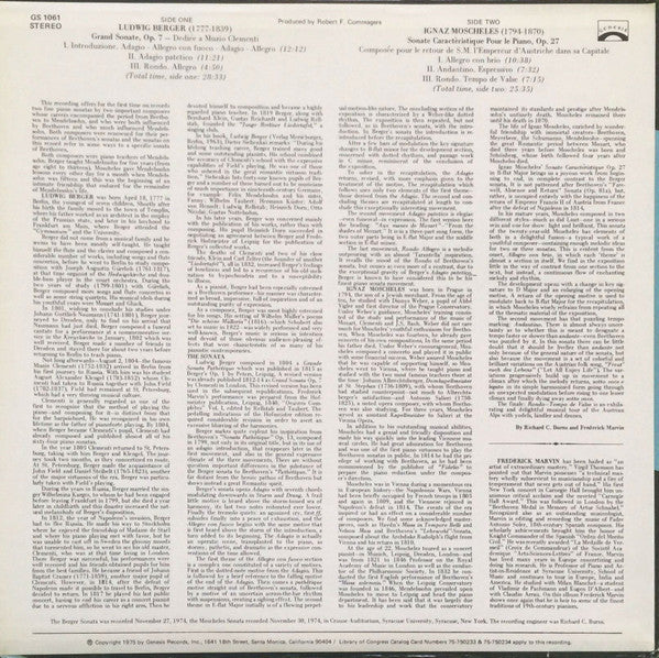 Master Release: Berger • Moscheles • Liszt by Frederick Marvin