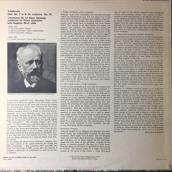 Suite No. 3 In G For Orchestra, Op.55