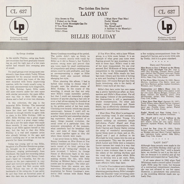 Release: Lady Day-Vinyl-US-1967-CL 637-8833470