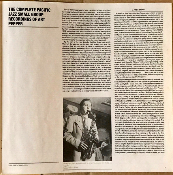 The Complete Pacific Jazz Small Group Recordings Of Art Pepper