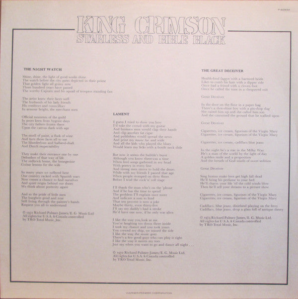 Starless And Bible Black