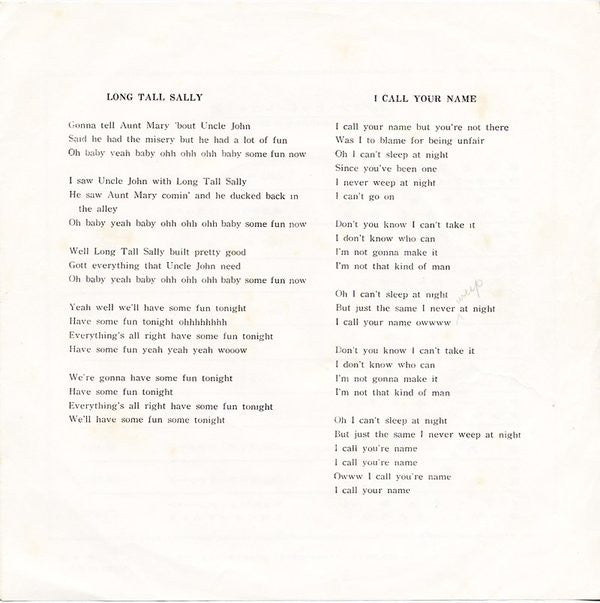 Long Tall Sally / I Call Your Name