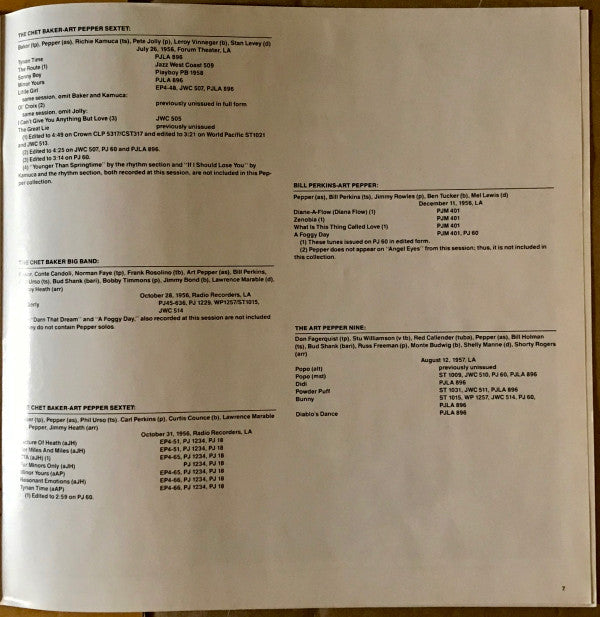 The Complete Pacific Jazz Small Group Recordings Of Art Pepper