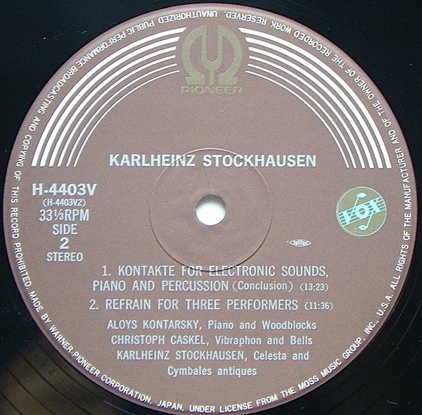 Kontakte For Electronic Sounds, Piano And Percussion / Refrain For Three Instrumentalists