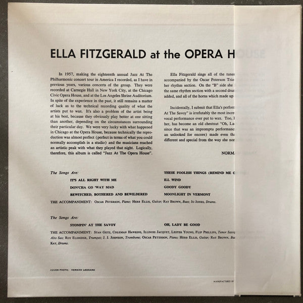 Ella Fitzgerald At The Opera House