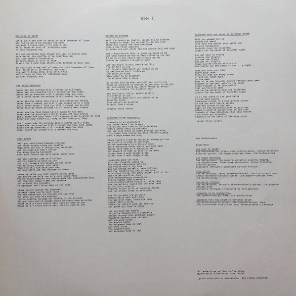 The Heart Of Saturday Night = 土曜日の夜