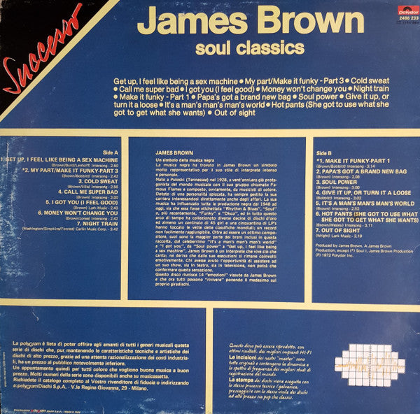 Release: James Brown Soul Classics-Vinyl-Italy-1972-2486 233-1257082