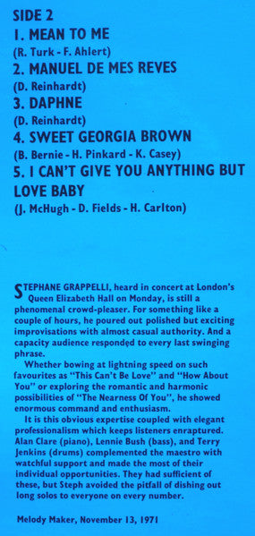 Stéphane Grappelli 1972 (Recorded Live At The Queen Elizabeth Hall London)