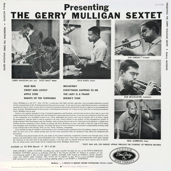 Presenting The Gerry Mulligan Sextet