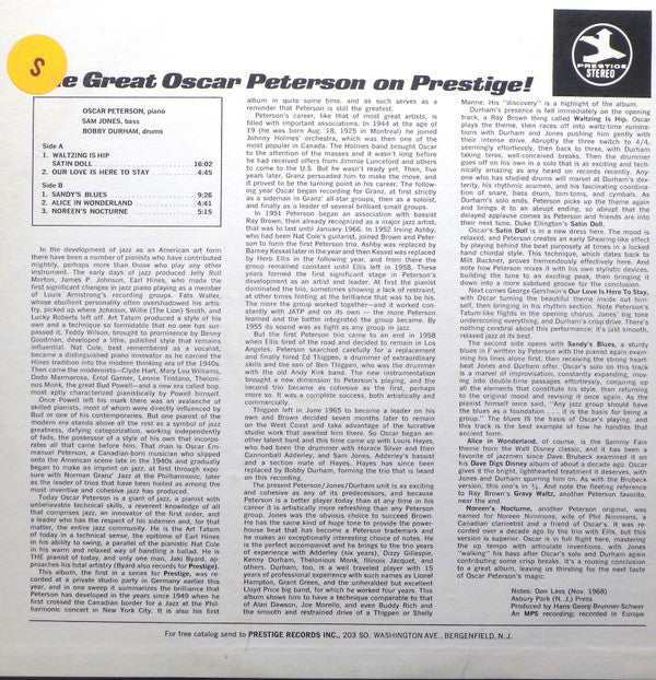 The Great Oscar Peterson On Prestige!