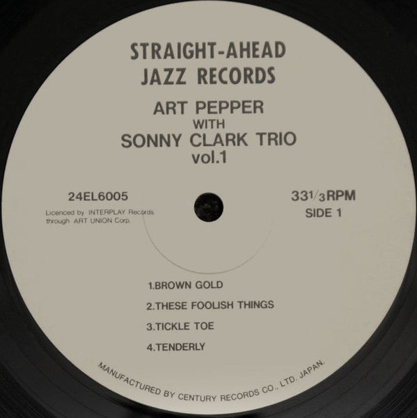 Art Pepper With Sonny Clark Trio Vol. 1