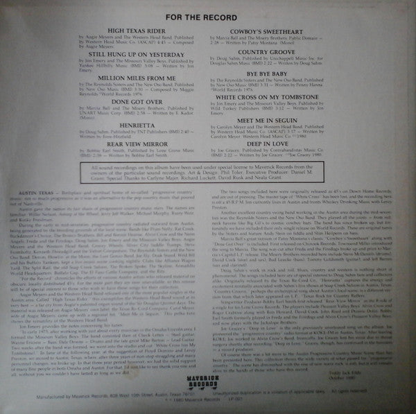 For The Record - Austin Country 1973-1978