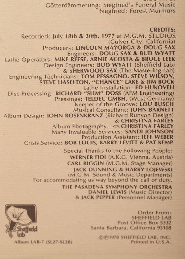 Die Walküre: Ride Of The Valkyries / Tristan Und Isolde: Prelude To Act I / Götterdämmerung: Siegfried’s Funeral Music / Siegfried: Forest Murmurs