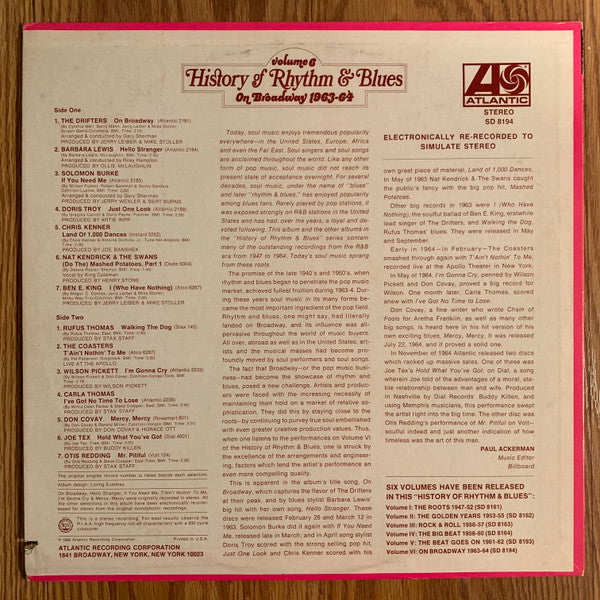 History Of Rhythm & Blues Volume 6 On Broadway 1963-64