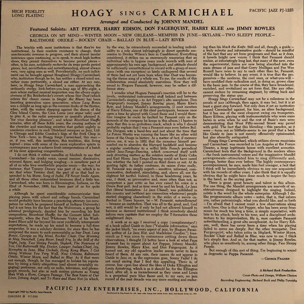 Hoagy Sings Carmichael With The Pacific Jazzmen