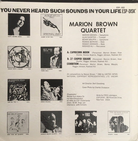Release: Marion Brown Quartet-Vinyl-US-1975-ESP 1022-12927898