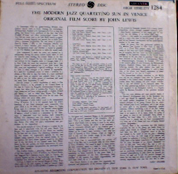 The Modern Jazz Quartet Plays “No Sun In Venice”