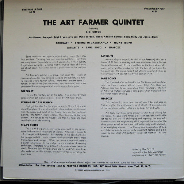 Art Farmer Quintet Featuring Gigi Gryce