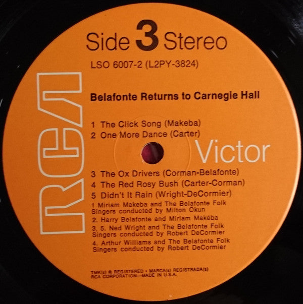 Belafonte Returns To Carnegie Hall