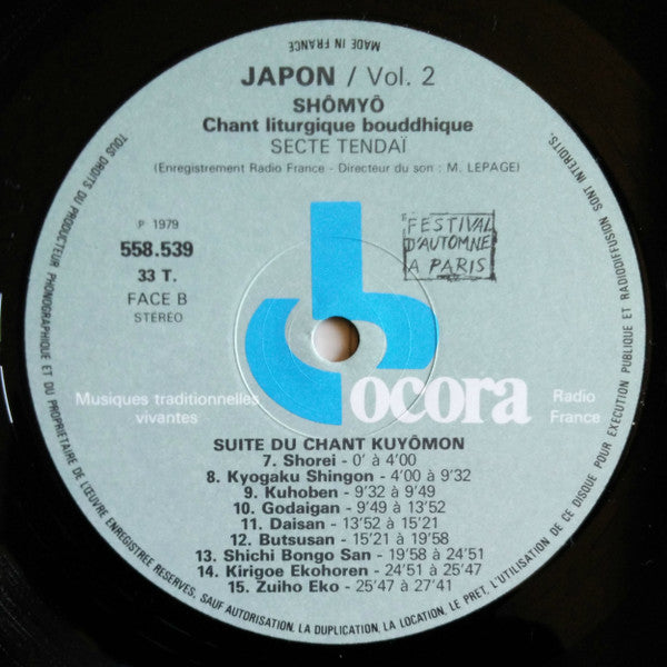 Japon 2 / Shômyô (Chant Liturgique Bouddhique, Secte Tendaï)