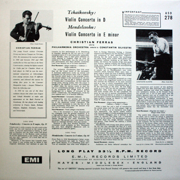 Violin Concerto In D / Violin Concerto In E Minor