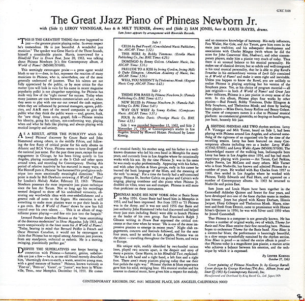 The Great Jazz Piano Of Phineas Newborn Jr.