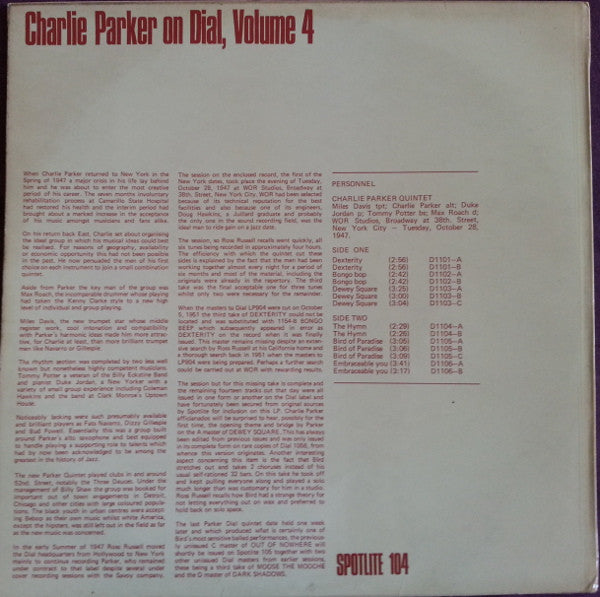 Charlie Parker On Dial Volume 4