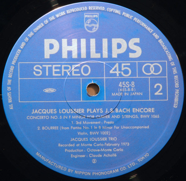 Plays J. S. Bach Encore