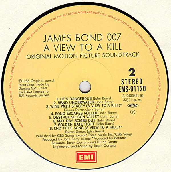 007/美しき獲物たち = A View To A Kill (Original Motion Picture Soundtrack)