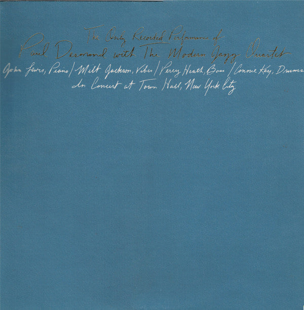 The Only Recorded Performance Of Paul Desmond With The Modern Jazz Quartet