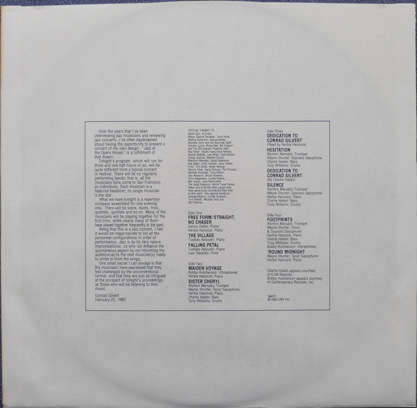 Conrad Silvert Presents Jazz At The Opera House