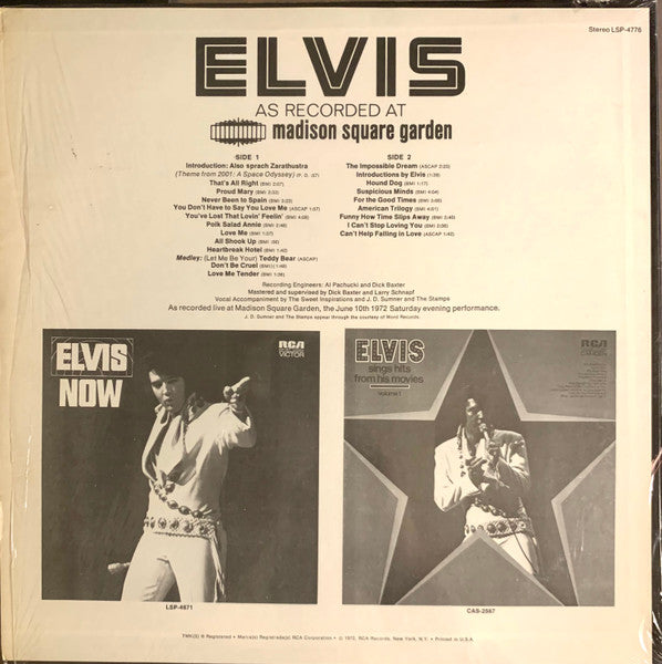 Elvis As Recorded At Madison Square Garden