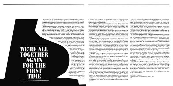 We're All Together Again For The First Time