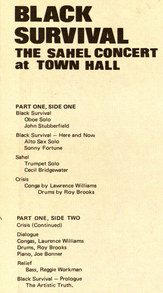 Black Survival - "The Sahel Concert" At Town Hall