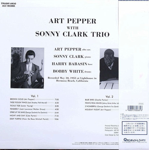 Art Pepper With Sonny Clark Trio Vol. 1