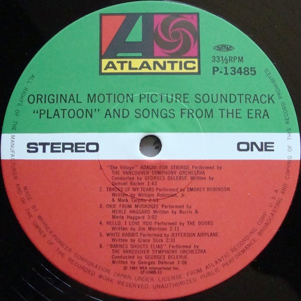 プラトーン = Platoon (Original Motion Picture Soundtrack And Songs From The Era)