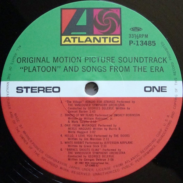 プラトーン = Platoon (Original Motion Picture Soundtrack And Songs From The Era)