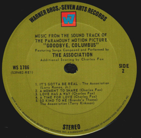 Music From The Sound Track Of The Paramount Motion Picture "Goodbye, Columbus"