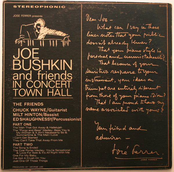 Joe Bushkin In Concert, Town Hall