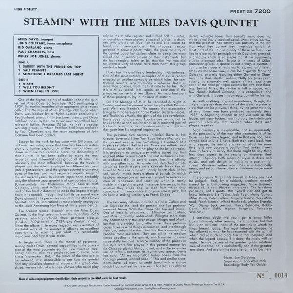Steamin' With The Miles Davis Quintet